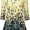 BAISHENGGT Womens 3/4 Sleeve Floral Printed Notch V Neck Blouses Tunics Tops, Medium
