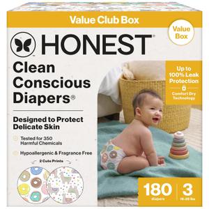 The Honest Company Diapers, Value Pack, Leak Protection, Size 3, 180 Count