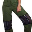 GUOLEZEEV Women Mesh Stitching Jogger Pants Relax Fit Fashion Hiphop Dance Trouser XL