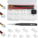 JST SH1.0mm Connector and Pre-Crimped Silicone Cables Kit, 140 Connectors, 10 Colors, 150 Wires 28AWG 150mm,Tweezers