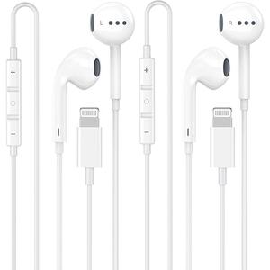 2Pack Wired Headphones for iPhone with Builtin Mic & Volume Control (Plug&Play),Apple Earbuds with Lightning Connector Compatible for iPhone 14/13/12/11/XR/XS/X/8/7/Pro Max【MFI Certified Earphones】