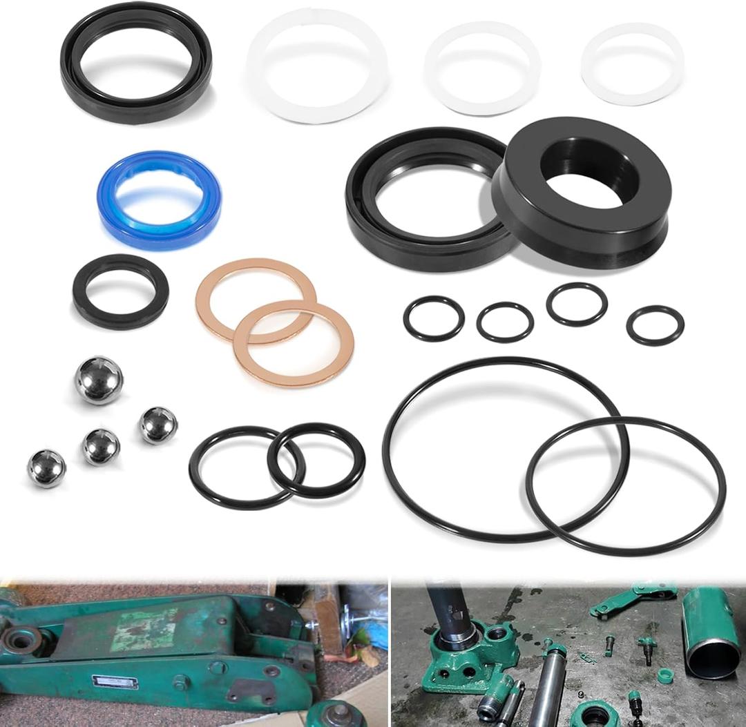 328.12002 Floor Jack Seal Replacement Kit, Fit for Sears Craftsman 1.5 Ton Floor Jack, Complete Jack Rebuild Hydraulic O-Ring with Ball Bearings Kit 328.12002, 328.12001