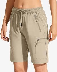 Women's Lightweight Hiking Cargo Shorts Quick Dry Athletic Shorts for Camping Travel Golf with Zipper Pockets Water Resistant, Size -Large