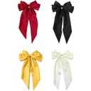 4 pieces of women's bow hair accessories, black bow hair with bow hair clips, women's hair accessories, cute accessories, bow bow hair clips (black, white, pink) (4, Mixed color)