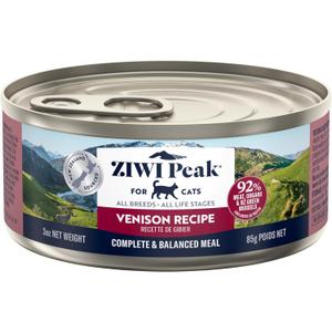 ZIWI Peak Wet Cat Food  All Natural, High Protein, Grain Free, Limited Ingredient, with Superfoods (Venison, Case of 24, 3oz Cans) (EXP 10/14/28)