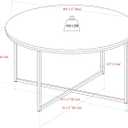 Walker Edison Modern Glam Round Accent Faux White Marble Coffee Table with Gold X-Base, 35.5 Inch, 36 Inch