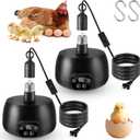 Enhon Chicken Coop Heater with LED Lighting, Adjustable Temperature, Timer & Safety Features  5 Ft Long Cable Chicken Coop Heating Lamp Perfect for Small Animals and Reptiles(2 Pack)