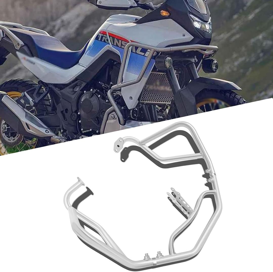 For XL750 TRANSALP XL 750 Transalp 2023 2024 2025 2026 Accessories Motorcycle Bumper Anti-Collision Bar Engine Guard Guard Frame Bumper Engine Protector (Upper Bumper Silver)