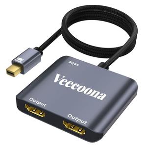 Mini DisplayPort to Dual HDMI Adapter | 4K60Hz, Thunderbolt 2 DP Male to HDMI Female Splitter Extended Display port splitter for Dual monitors, for MacBook Air/Pro, Mac mini, Surface Pro/Dock