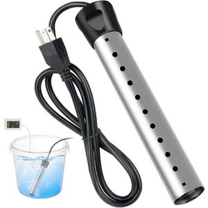 2000W Immersion Water Heater, Portable Electric Water Heater with 304 Stainless Steel, Fast Heating Heater with Thermometer, Ideal for Bucket, Bathtub, Small Pool, Home, Farms, Camping, Outdoor Use