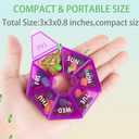 3 x Travel Weekly Pill Organizer - Portable 7-Day Dispenser for Vitamins, Fish Oil,Pills and Supplements -(Purple)