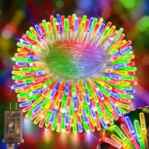 Hezbjiti 300LED 108FT Upgrade Christmas Lights Outdoor, 8 Modes with Timer and Dimmable IP44 Waterproof Plug in LED String Lights for Xmas House Yard Fence Tree Decorations (Multicolor)