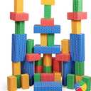 NATIONAL GEOGRAPHIC Kids Jumbo Cardboard Building Blocks  40 Heavy-Duty Bricks in 3 Sizes, Build & Learn with Game Spinner & Activity Cards for Kids 3+, Indoor Play Construction Toy for STEM Learning