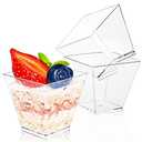 Jnnzzggu 50Pcs Square Mini Plastic Dessert Cups,3.5Oz Clear Plastic Parfait Appetizer Cup for Desserts,Appetizers,Ice Cream