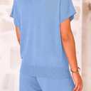 PRETTYGARDEN Two Piece Set for Women Summer Lounge Sets Shorts And Short Sleeve Tops Knitted Matching Travel Vacation Outfits (Medium)