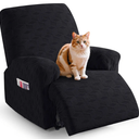 TAOCOCO Recliner Cover 3 Pieces Recliner Chair Covers, Stretch Jacquard Reclining Chair Cover, Furniture Protector Sofa Slipcovers Couch Covers with Elastic Bottom for Kids, Pets (Black)