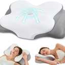 Cervical Neck Pillow, Ergonomic Memory Foam Pillow for Neck Pain Relief with Dual-Height Design, Breathable Cover, Neck Support for Side Back & Stomach Sleepers, Odorless White 1 pc