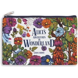 Steel Mill & Co Canvas Pencil Pouch, Bookish Zipper Bag for Purse, 9.75" x 6.5" Cute Pen Case for Book Lovers, Alice in Wonderland (Floral Nonsense)