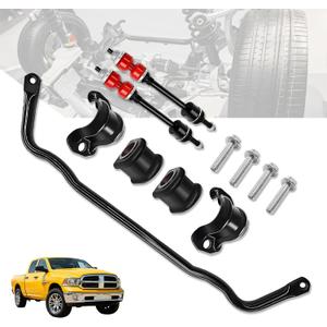55398938AC Front Stabilizer Bar and K80894 Sway Bar Kit Compatible with Dodge Ram 1500 2009-2010 Ram 1500 2011-2018 Ram Classic 1500 4WD 2019-2022 with Bushing Kit #55398938AB