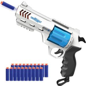 Foam Dart Blaster for Kids, Pull to Prime, 8-Dart Rotating Barrel, 20 Darts, Outdoor Toys Shooting Games for 8 Year Old + Boys & Girls (Blue)