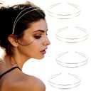 Elegant 4 Pack Gold Metal Thin Hairbands. Elastic Hair Bands for Teens & Women Ideal For Parties And Special Occasions (2 golden and 2 silver)
