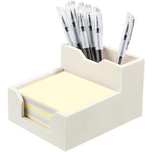White Sticky Note Holder, Silicone Memo Holder with Pen or Card Slots, Sticky Note Dispenser, Fits 3x3 Inches Sticky Notes, Post It Note Dispenser for Office Desk Accessories