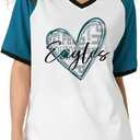 Football Shirts for Women Game Day V-Neck Tshirt Casual Football Short Sleeve Team Fan Graphic Tee Top