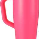 Ice Shaker 40 oz Tumbler with Handle and Straw | 40oz Neon Pink | Cold for 30+ Hours | 2-in-1 Tumbler Shaker Bottle | Odor-Free 40 ounce Bottle for Water, Protein Shakes, Smoothies, Cocktails