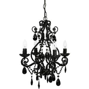 Tadpoles Mini 4-Bulb Vintage Chandelier - White Diamond | 14" x 14" x 17" | Plug-In or Hardwired | Uses Four 25-Watt E12 Candelabra Bulbs | Faux Crystal Chandelier with Acrylic & Glass Beads