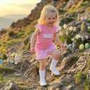 Toddler Baby Girl Easter Outfit Embroidery Flutter Sleeve T Shirt Plaid Ruffle Shorts 2 Piece Spring Set 12M-5T (Pink)
