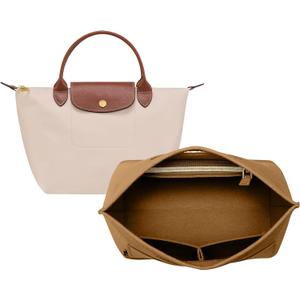 OPPOSHE Purse Organizer Insert for Longchamp Le Pliage, Premium Felt Long Champ Bag Handbag Women, Tote Organizer Insert with 6 Compartments (Small, Brown) (S-7.9*5.5*6.5in)