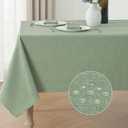 Veblandy 2 Pack Rectangle Tablecloth, 60x120 inch, Water Resistant Wrinkle Free Linen Textured Table Cloth Washable, Decorative Fabric Table Cover for Dining, Party and Camping, Sage Green