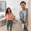 Please Ring Bell Sign Adhesive Sticker Notice, SILVER/GOLD/BLACK engraved with Universal Icon Symbol and Text (Size 11cm x 9cm). Waterproof and Durable.