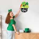 2 x St. Patrick's Day Shamrock Wooden Door Hanging Sign - Lucky Irish Welcome Decor with Rope, Handmade Wood Wreath for Front Door Wall Home Decorations, St. Paddy's Party Housewarming Gift