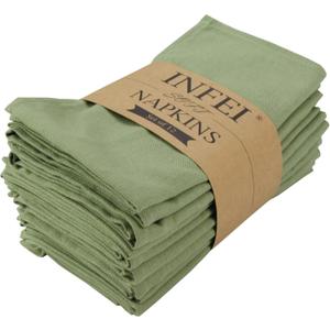Solid Color Cotton Blended Dinner Cloth Napkins - Set of 12 (17 x 17 inches) - for Events & Home Use (Olive Green)