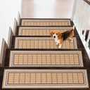 Mollydot Stair Treads Non Slip 15PCS  8"x30" Indoor Stair Runners for Wooden Steps, Soft Carpet Stair Treads, Edging Stair Rugs, Peel and Stick Stair Treads Washable Reusable Adhesive (Beige)