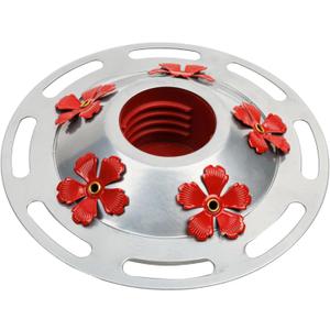 WOSIBO Hummingbird Feeder Replacement Bottom Base Replacement Part Includes Red Plastic Base Metal Top and Brushes (Silver-2)