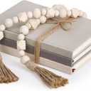 3 Pieces Faux Decorative Books Set for Home Decor Fake Book for Shelves Coffee Table Stacked Linen Covered Display Notebook with Wood Bead Bookend Gift for Living Room(Classical Color)