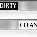 Dishwasher Magnet Clean Dirty Sign, Non-Scratch Easy Slide Indicator, Premium Stainless Steel and Strong Magnet, Stylish Kitchen Decor with Adhesive Stickers, Silver Bold pattern 7 x 2