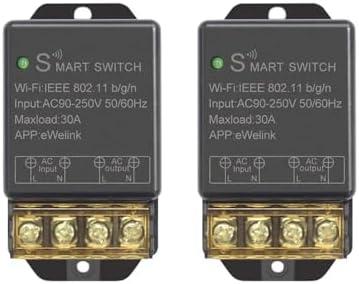 Ewelink 30A Hight Power WiFi Smart Switch 110V/120V/240V, APP Remote with Timer, Wireless DIY Mode for Home Automation, Compatible with Alexa & Google Home(2 pcs)