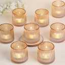 DARJEN Gold Ribbed Tealight Votive Candle Holders Set of 10- Tea Light Candle Holders Glass for Table Centerpiece, Votive Candle Holders for Home, Wedding & Fall Decor