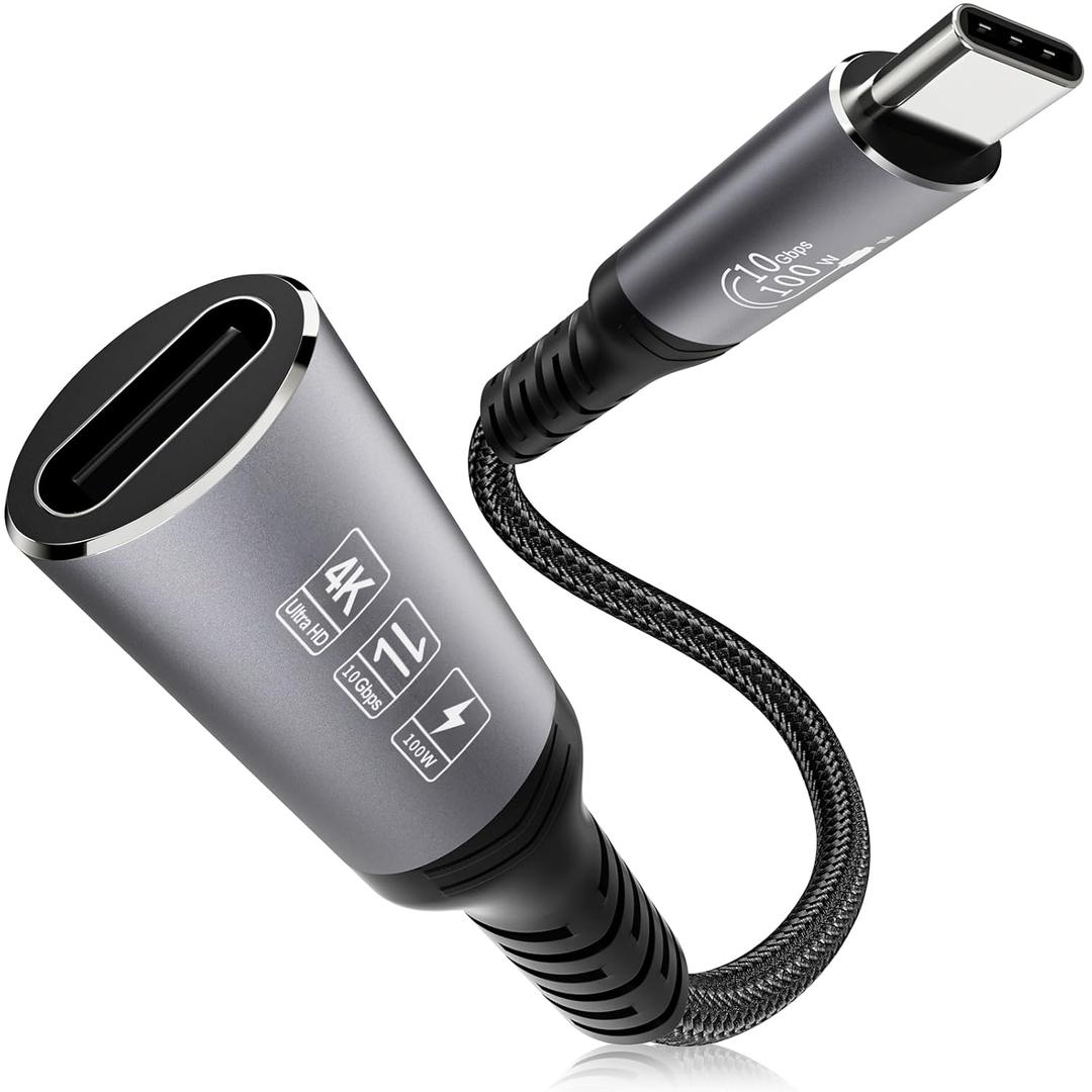 USB C Extension Cable 1.5FT - 10Gbps Data Transfer, 100W Fast Charging, 4K Video Support, Compatible with MacBook Air M2 Pro, iPad Pro, iPhone 16 Series, and More