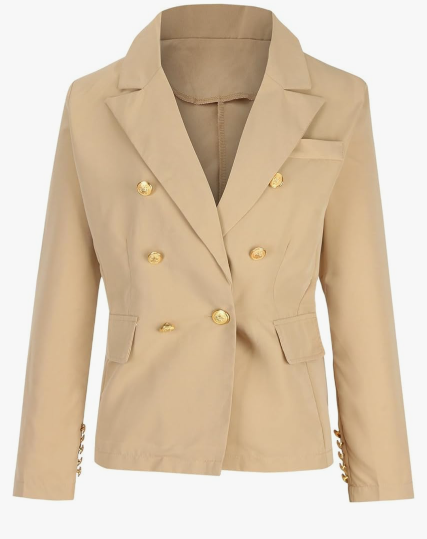 Women's 2025 Fall Blazer Jackets Lightweight Lapel Collar Long Sleeve Outerwear Business Casual Suit Blazers, Medium