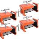 Cabinet Clamps for Installing Cabinets, 4 Pcs Professional Claw Clamps for Cabinets, Sturdy Cabinet Face Frame Clamps with Adjustable Two Side Screws, Alignment Plate and Stickable Protection Pads