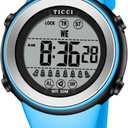 TICCI Men Women Unisex 8 Vibrating Alarms Watch Medication Aids Vibra Pill Alert Reminder Big Digits Waterproof (Blue Band)