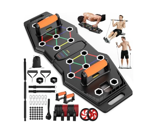 Portable Home Gym Equipment: Push-Up Board, Pilates Exercise & 20 Fitness Accessory