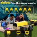 4000W Pure Sine Wave Inverter 12V DC to 120V AC Converter for Home, RV, Truck, Off-Grid Solar Power Inverter Built-in 3.1A USB, Type-C Port, AC Hardwire Output Port, Remote Control with LCD Screen