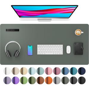 Aothia Leather Desk Protector, Mouse Mat, Non-Slip PU Leather Blotter, Laptop Desk Mat, Waterproof Writing Pad for Office and Home (Jungle Green, 36" x 17")