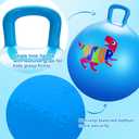 ZOOJOY Hopper Ball for Kids,18Inch Bouncy Ball with Handle - Blue Dinosaur Toys for 3-8 Years Old Boys Girls with Pump, Inflatable Toddler Bouncer Gifts for Indoor Outdoor Active Play
