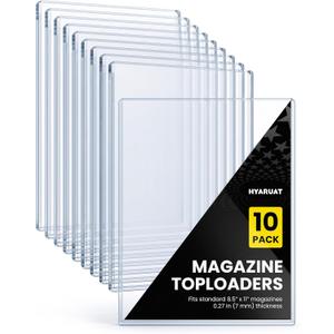 Magazine Toploaders - 7mm Thick Plastic Sleeves, 9x11.5 Top Loader Binder Magazine Protectors for Collectors, 10 Pack